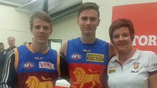 Liam Dawson with brother Kyle and mother Bev after his debut.
