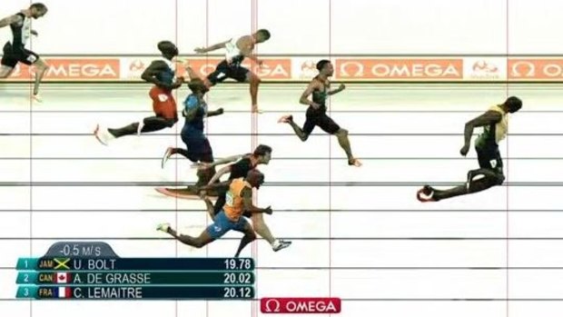 Three runners were separated by 0.01sec; and the bronze decided by 0.003.