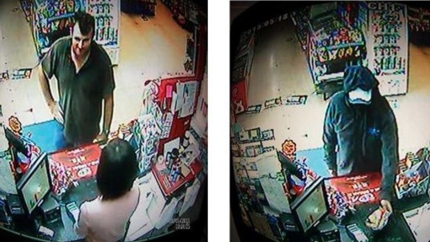 Police believe these images show the same man at the Tanah Merah store on two separate occasions.