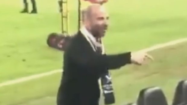 Calombaris exchanges words with the fan at the A-League grand final in May.