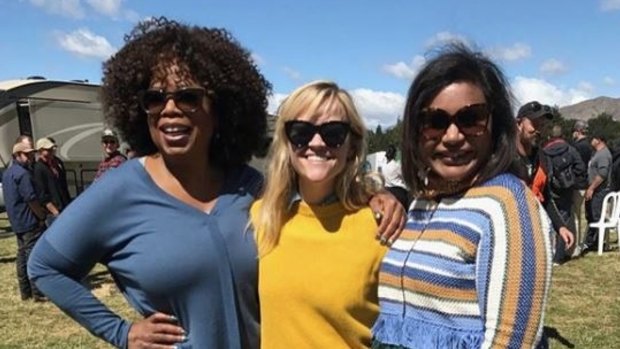 Oprah, Reese Witherspoon and Mindy Kaling on set in New Zealand for their new film, <I>A Wrinkle In Time</i>.