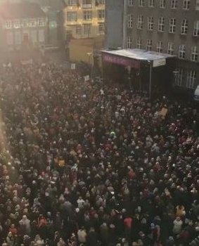 Women protest in Reykjavik, Iceland, after leaving work at precisely 2.38pm last year.