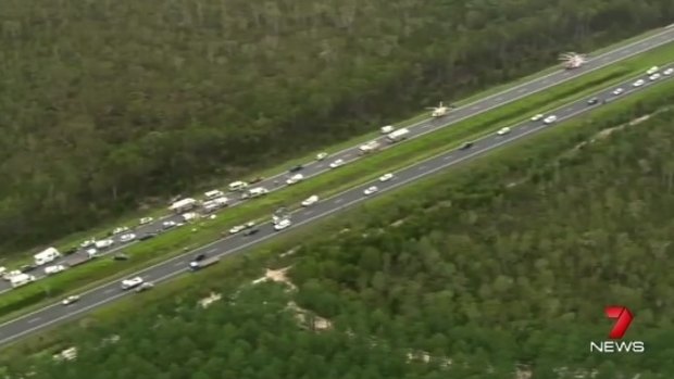 Multi-car crash on Bruce Highway, south of Caloundra exit.