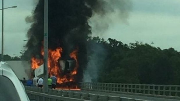 Many motorists posted pictures of the blaze online. 