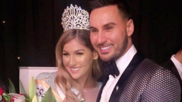 Salim Mehajer poses with his sister Mary Mehajer after her win in the Miss Lebanon Australia 2016 contest.