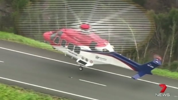 Two rescue helicopters were dispatched to the multi-car crash.