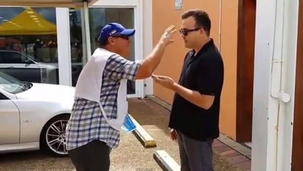 LNP MP Ray Stevens' bizarre antics in front of a reporter were caught on camera.