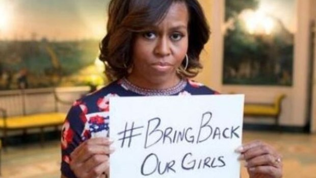 First Lady Michelle Obama in a Twitter photo appealing for release of Nigerian girls.