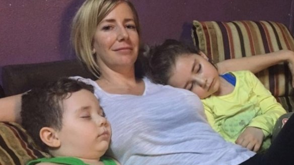 Sally Faulkner with children Lahela, 6, and Noah, 4.