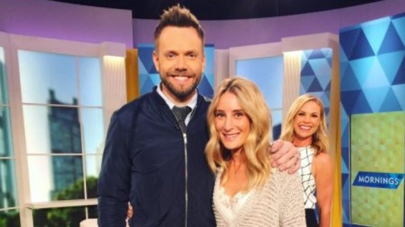 American media identity Joel McHale with Natasha Daran and Sonia Kruger. 