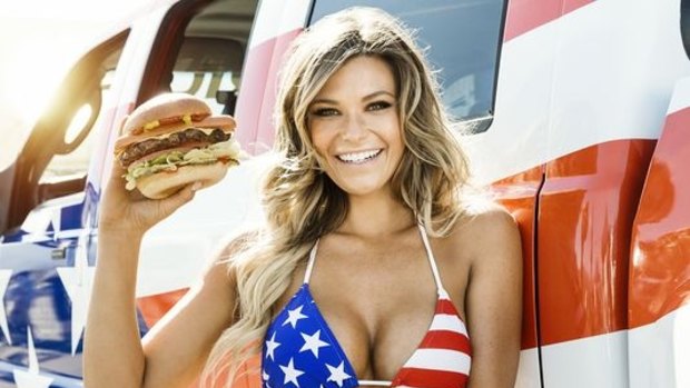Light fare: The burger chain's ad stars "Sports Illustrated" swimsuit model Samantha Hoopes. 