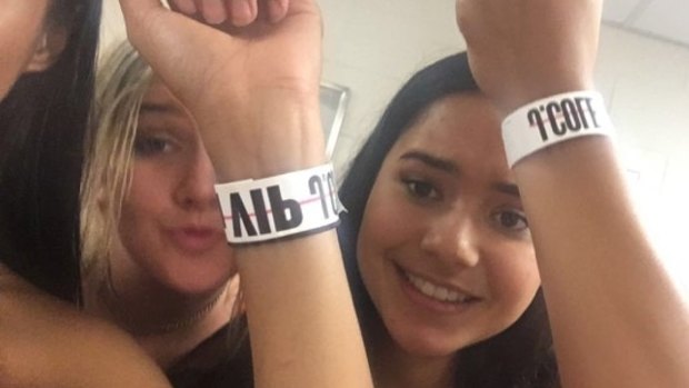 Kat, Josie and Lola with their VIP bands.