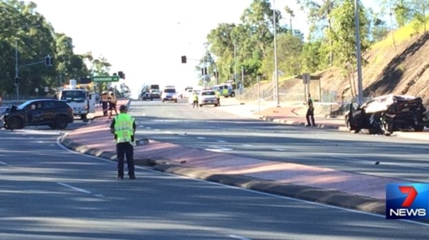 The scene of a fatal car crash at McDowall, in Brisbane's north.