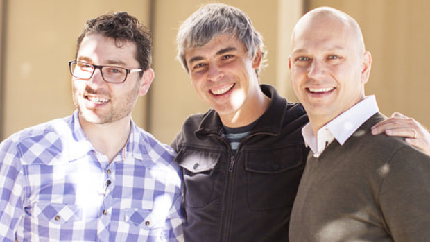 Acquired: Nest co-founders Matt Rogers (left) and Tony Fadell (right), with Google CEO Larry Page (centre).