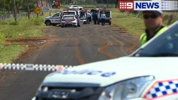 Police investigate the suspected hit and run at Oakey.