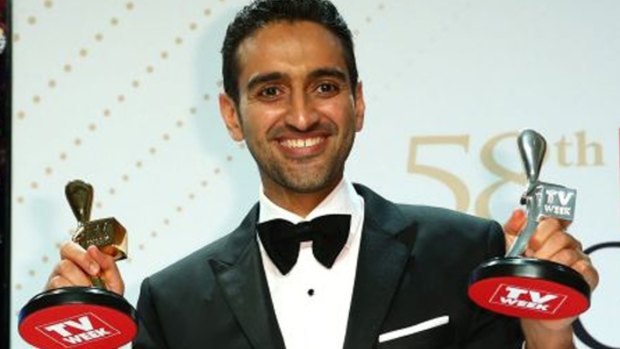 Waleed Aly with the Gold Logie and Silver Logie for best presenter.