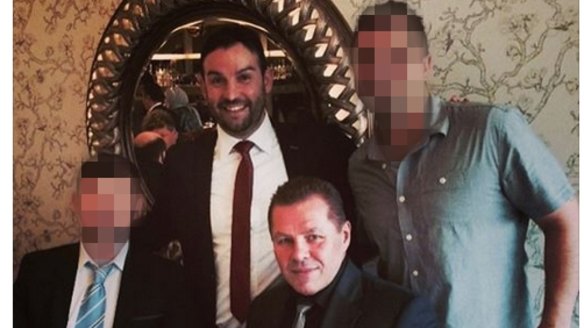 Liverpool councillor Peter Ristevski is accused of blackening the party's name, including by associating with a convicted drug dealer nicknamed "The Falcon" whose real name is Tony Atanasovski, seated.