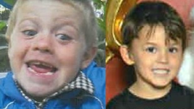 (Right) Nicholas Baxter, 6, and (left) Timmy Carter, 5, went missing Saturday afternoon.