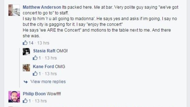 Chadwick Models director Matthew Anderson spotted Madonna at Il Solito Posto.