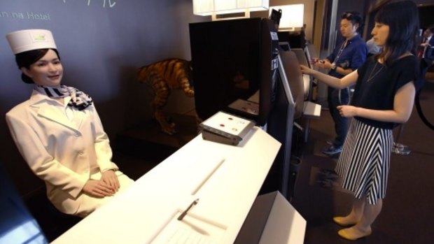 Huis Ten Bosch, a replica Dutch village now features a hotel staffed entirely by robots. 