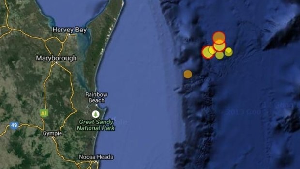 An area off the Fraser Coast was hit by eight earthquakes between Thursday and Saturday.