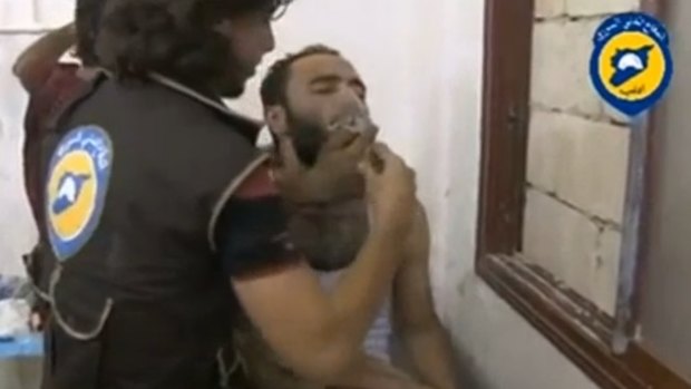 Unverified images purporting to show victims of a gas attack in Syria. 