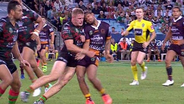 George Burgess faces a lengthy ban for this alleged shoulder charge. 