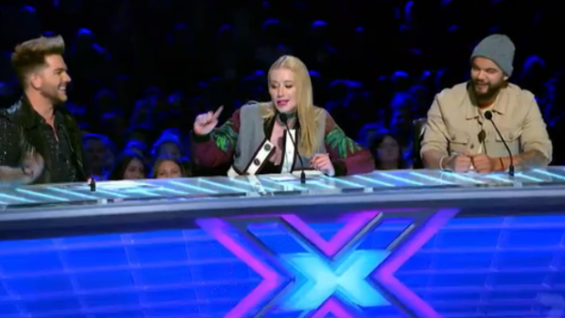<i>The X Factor's</i> 2016 judging panel, L-R: Adam Lambert, Iggy Azalea and Guy Sebastian.
