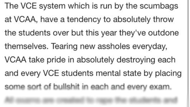 VCE Wikipedia entry vandalised by disgruntled students.