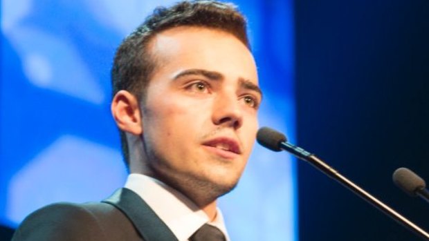 Jake Bailey's rousing school speech about his cancer diagnosis went viral last year, and now the New Zealander, 18, has done it again at the Tour de Cure Snow Ball in Sydney.