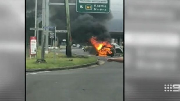 A motorist died in a fiery accident near Wollongong.