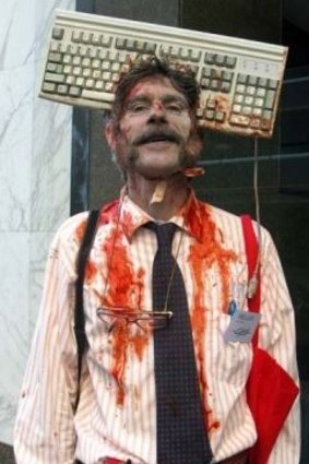 Tough day at the office for this participant in the Zombie Walk.