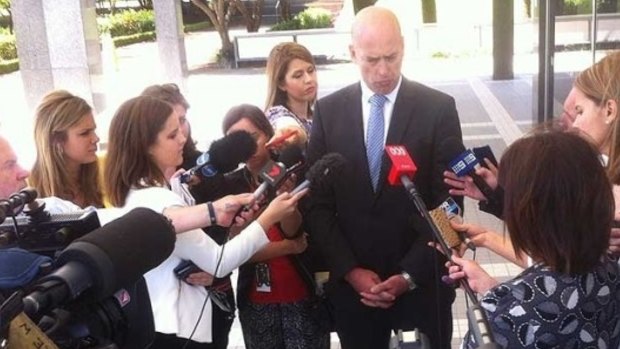 Under-fire West Australian minister Dean Nalder faces the media. 