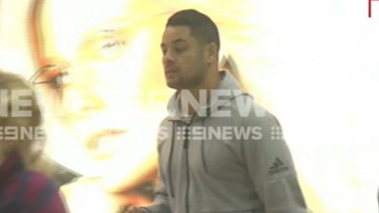 Jarryd Hayne arrives in Tel Aviv. 