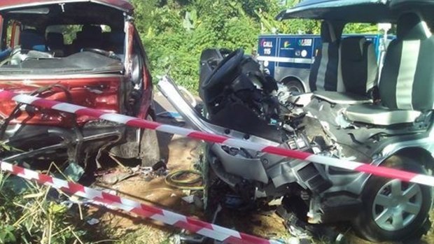 The aftermath of a terrible bus crash in Vanuatu.