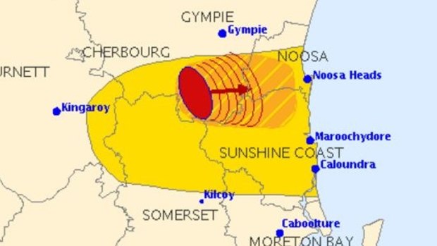 The Sunshine Coast remains in the firing line of the south-east storm, with an updated warning issued just after 2pm.