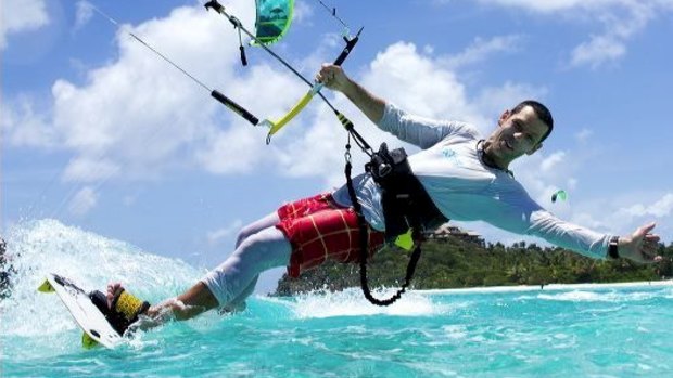 Dr Nicholas Cole kitesurfing. 
 

