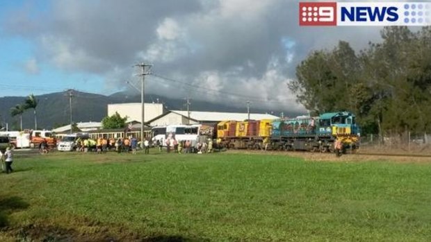 A bus collided with a train in Cairns.