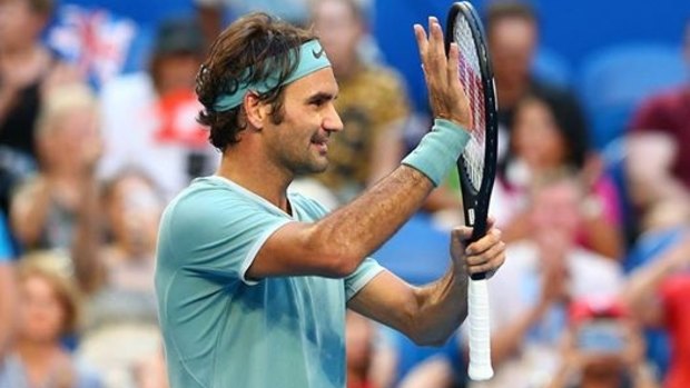 Roger Federer during Monday night's Hopman Cup competition. 