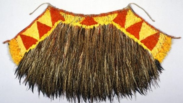 The hawaiian feather cape presented to Captain Cook in 1778 and held at the Australian Museum.