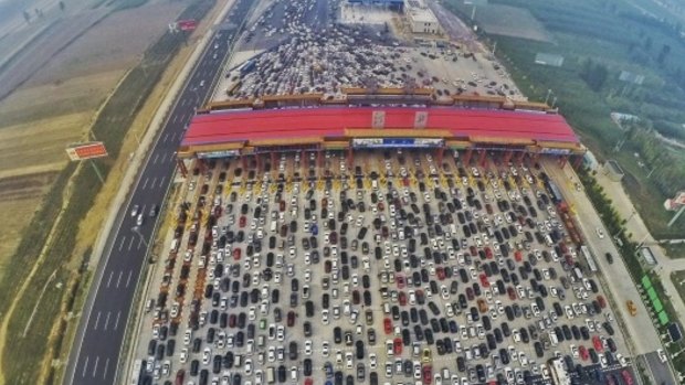 The 50-lane traffic jam was dubbed "carmageddon".