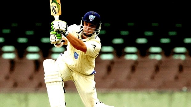 Cricketer Phillip Hughes at the crease.