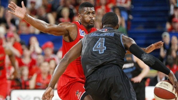 Driving to the basket: Breakers import Cedric Jackson was a constant danger for the Perth defence.