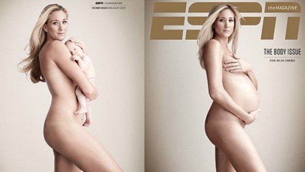 US beach volleyball Olympic gold medalist Kerri Walsh Jennings has twice posed naked for <i>ESPN</i> magazine's Body Issue: once while pregnant, then again with nine-week-old daughter Scout Margery.