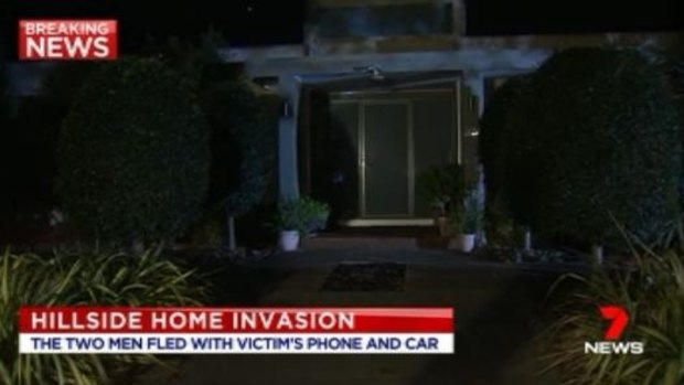The woman's house on Tuesday night, after the violent home invasion.