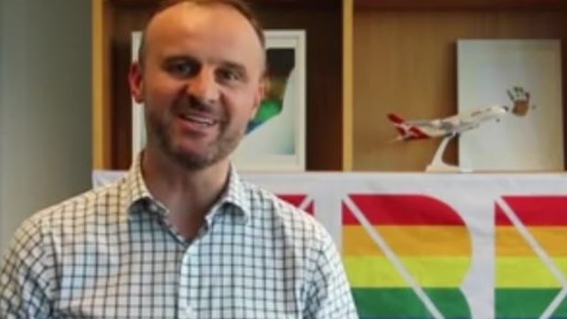 ACT chief minister Andrew Barr announced on social media the rainbow flag would fly for a week from Valentine's Day in support of marriage equality.