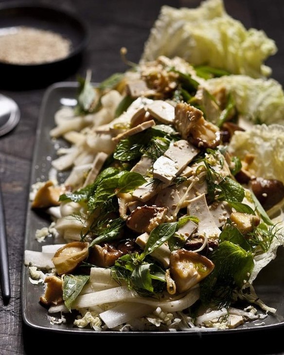 Karen Martini's Chinese cabbage, shiitake and tofu salad <a href="http://www.goodfood.com.au/good-food/cook/recipe/chinese-cabbage-shiitake-and-tofu-salad-20130205-2dvqp.html?rand=1391055698153"><b>(recipe here)</b></a>.