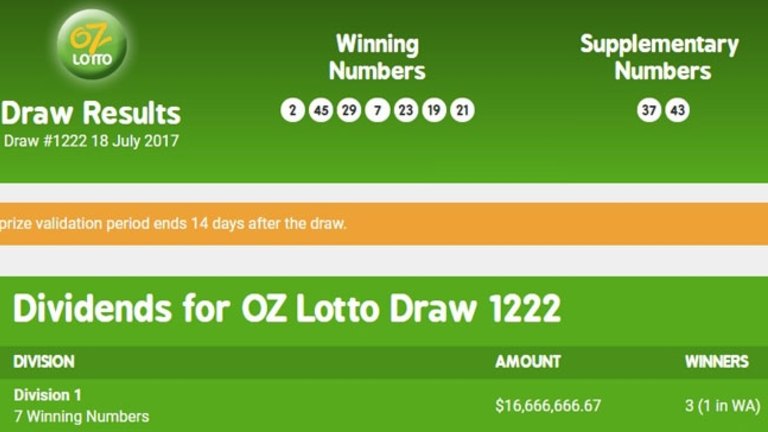 lotto draw tuesday night