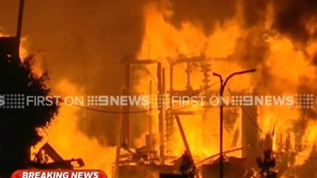 Fire takes hold of the Tattersalls Hotel in Pittsworth on the Darling Downs.