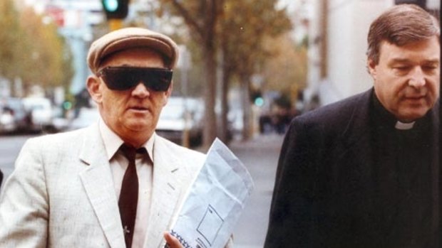 George Pell, right, and Gerald Ridsdale before a court appearance in 1993.